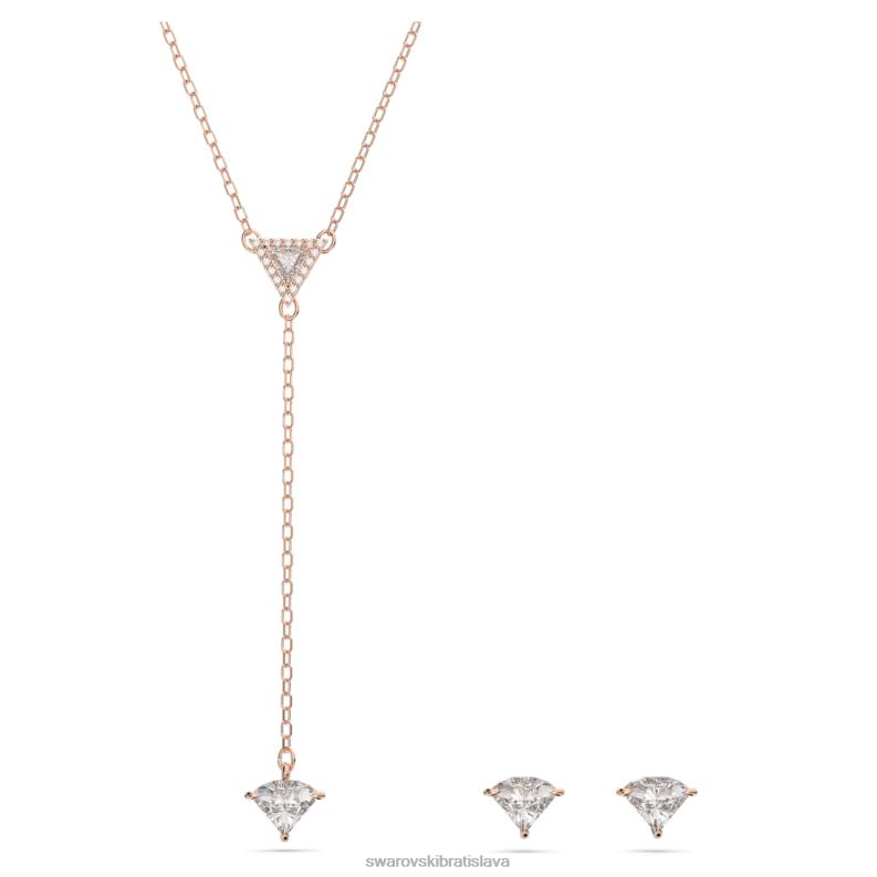 ortyxová súprava trojuholníkový strih, biely, pozlátený ružovým zlatom B8ZNT387 Swarovski šperky - Image 1