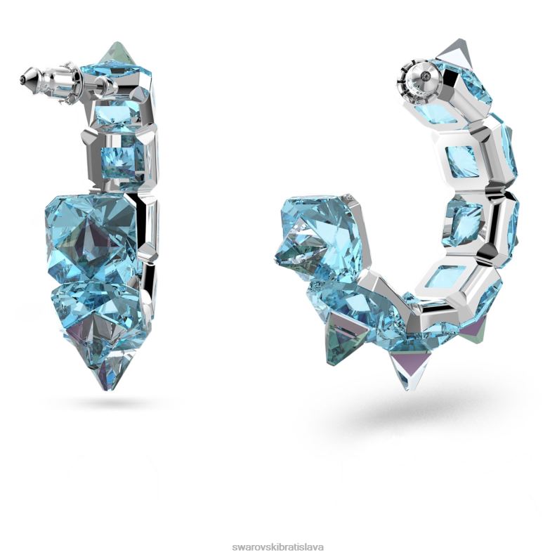 ortyxové kruhové náušnice pyramídový výbrus, modrý, rhodiovaný B8ZNT918 Swarovski šperky - Image 3