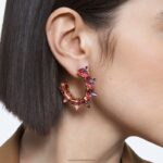 ortyxové kruhové náušnice pyramídový výbrus, ružový, pozlátený B8ZNT890 Swarovski šperky - Image 2