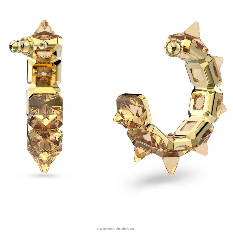 ortyxové kruhové náušnice pyramídový výbrus, zlatý tón, pozlátený B8ZNT905 Swarovski šperky - Image 3