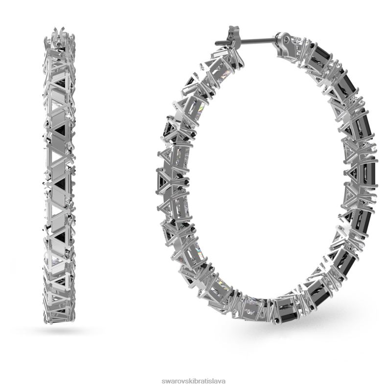 ortyxové kruhové náušnice trojuholníkový strih, čierny, rhodiovaný B8ZNT886 Swarovski šperky - Image 3
