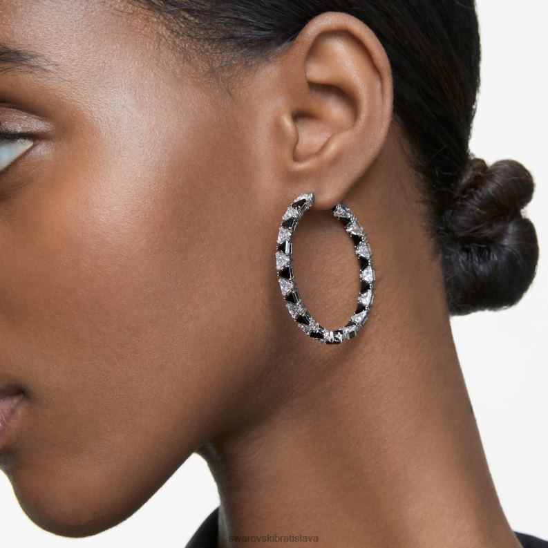 ortyxové kruhové náušnice trojuholníkový strih, čierny, rhodiovaný B8ZNT886 Swarovski šperky - Image 4
