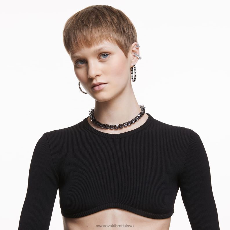 ortyxové kruhové náušnice trojuholníkový strih, čierny, rhodiovaný B8ZNT886 Swarovski šperky - Image 5
