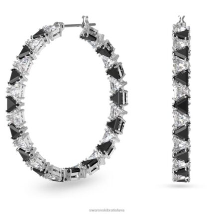 ortyxové kruhové náušnice trojuholníkový strih, čierny, rhodiovaný B8ZNT886 Swarovski šperky