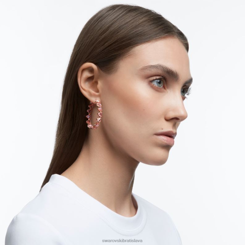 ortyxové kruhové náušnice trojuholníkový strih, ružové, pozlátené ružovým zlatom B8ZNT919 Swarovski šperky - Image 2