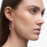 ortyxové kruhové náušnice trojuholníkový strih, ružové, pozlátené ružovým zlatom B8ZNT919 Swarovski šperky - Image 4