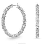 ortyxové kruhové náušnice trojuholníkový výbrus, biely, rhodiovaný B8ZNT870 Swarovski šperky