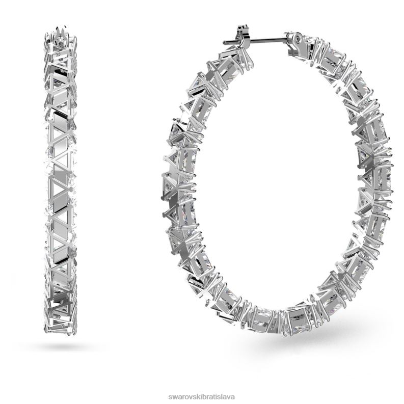 ortyxové kruhové náušnice trojuholníkový výbrus, biely, rhodiovaný B8ZNT870 Swarovski šperky - Image 3