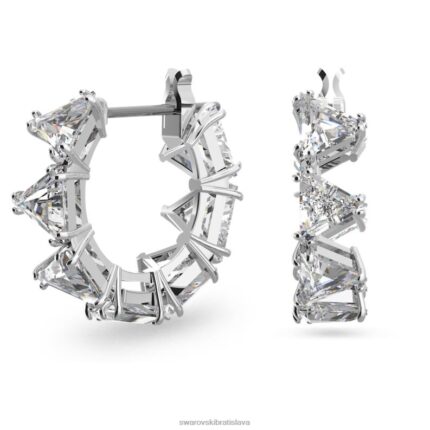 ortyxové kruhové náušnice trojuholníkový výbrus, biely, rhodiovaný B8ZNT887 Swarovski šperky