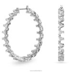 ortyxové kruhové náušnice trojuholníkový výbrus, biely, rhodiovaný B8ZNT931 Swarovski šperky