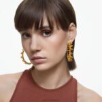 ortyxové kruhové náušnice trojuholníkový výbrus, žltý, pozlátený B8ZNT924 Swarovski šperky - Image 2