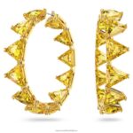 ortyxové kruhové náušnice trojuholníkový výbrus, žltý, pozlátený B8ZNT924 Swarovski šperky