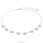 ortyxový náhrdelník trojuholníkový výbrus, biely, rhodiovaný B8ZNT51 Swarovski šperky