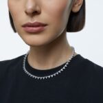 ortyxový náhrdelník trojuholníkový výbrus, biely, rhodiovaný B8ZNT54 Swarovski šperky - Image 2