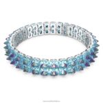 ortyxový tlmič pyramídový výbrus, modrý, rhodiovaný B8ZNT362 Swarovski šperky