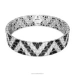 ortyxový tlmič trojuholníkový strih, čierny, rhodiovaný B8ZNT359 Swarovski šperky
