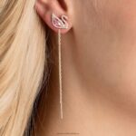 oslnivé labutie náušnice labuť, ružové, pozlátené ružovým zlatom B8ZNT777 Swarovski šperky - Image 2