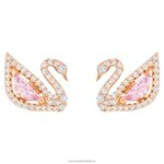 oslnivé labutie náušnice labuť, ružové, pozlátené ružovým zlatom B8ZNT777 Swarovski šperky - Image 5