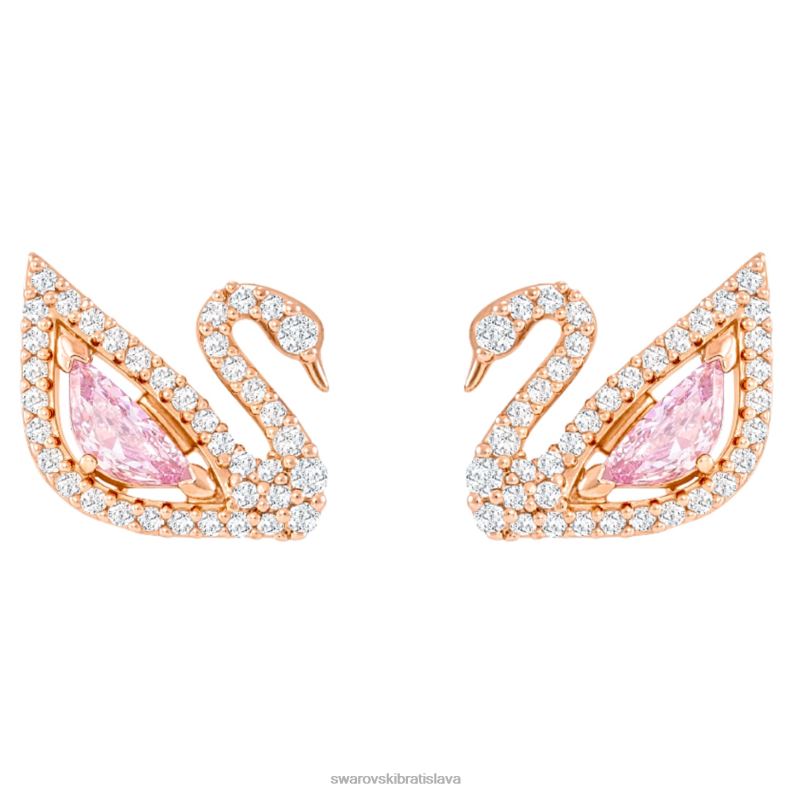 oslnivé labutie náušnice labuť, ružové, pozlátené ružovým zlatom B8ZNT777 Swarovski šperky - Image 5