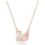 oslnivý labutí náhrdelník labuť, ružové, pozlátené ružovým zlatom B8ZNT13 Swarovski šperky