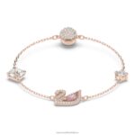oslnivý labutí náramok magnetické zatváranie, labuť, ružové, pozlátené ružovým zlatom B8ZNT421 Swarovski šperky