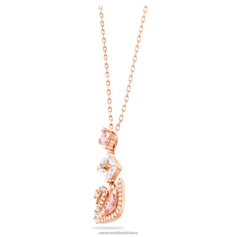 oslnivý náhrdelník labuť labuť, ružové, pozlátené ružovým zlatom B8ZNT25 Swarovski šperky - Image 4