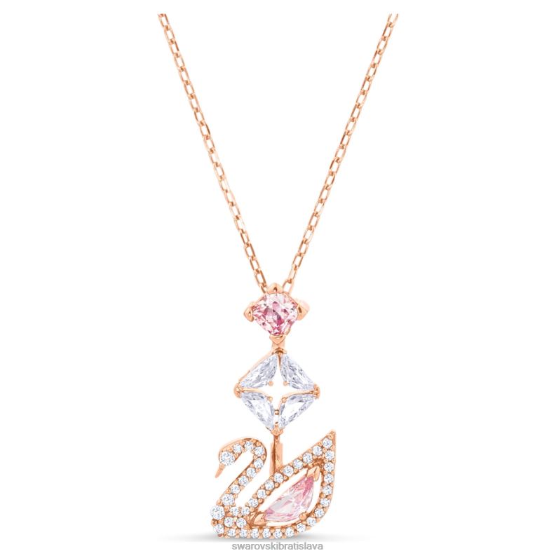 oslnivý náhrdelník labuť labuť, ružové, pozlátené ružovým zlatom B8ZNT25 Swarovski šperky - Image 1