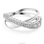 otočný krúžok okrúhly výbrus, biely, rhodiovaný B8ZNT1081 Swarovski šperky