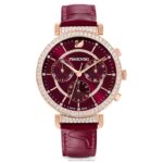 pasáž chrono hodinky švajčiarska výroba, kožený remienok, červený povrch v ružovom zlate B8ZNT1163 Swarovski príslušenstvo