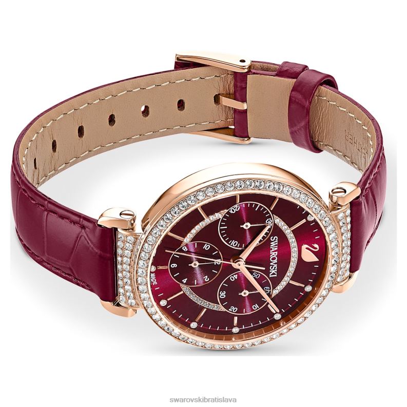 pasáž chrono hodinky švajčiarska výroba, kožený remienok, červený povrch v ružovom zlate B8ZNT1163 Swarovski príslušenstvo - Image 3