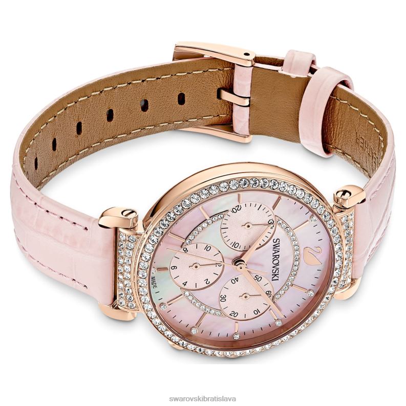 pasáž chrono hodinky švajčiarska výroba, kožený remienok, ružová, povrchová úprava v ružovom zlate B8ZNT1153 Swarovski príslušenstvo - Image 3