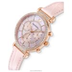 pasáž chrono hodinky švajčiarska výroba, kožený remienok, ružová, povrchová úprava v ružovom zlate B8ZNT1153 Swarovski príslušenstvo - Image 4