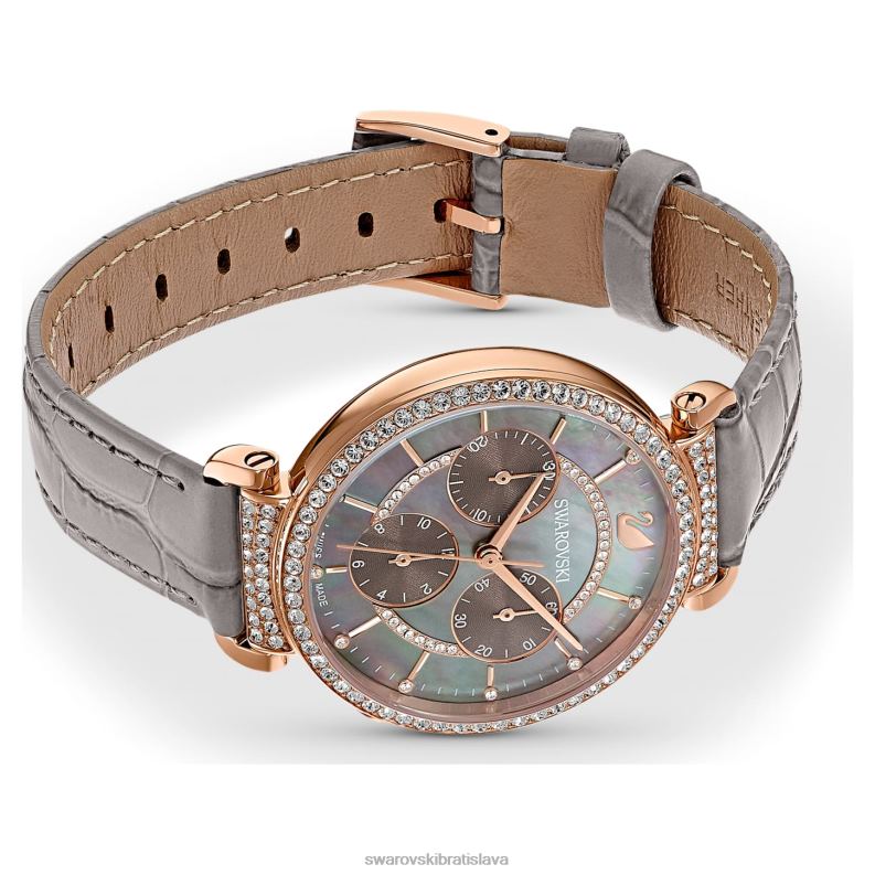 pasáž chrono hodinky švajčiarska výroba, kožený remienok, sivá, povrchová úprava ružové zlato B8ZNT1160 Swarovski príslušenstvo - Image 3