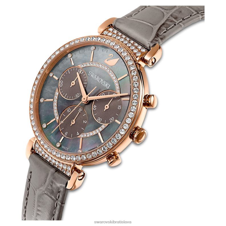 pasáž chrono hodinky švajčiarska výroba, kožený remienok, sivá, povrchová úprava ružové zlato B8ZNT1160 Swarovski príslušenstvo - Image 4
