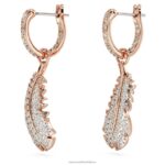 pekné visiace náušnice pierko, biele, pozlátené ružovým zlatom B8ZNT830 Swarovski šperky - Image 4