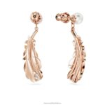 pekné visiace náušnice zmiešané strihy, pierko, biele, pozlátené ružovým zlatom B8ZNT829 Swarovski šperky - Image 5