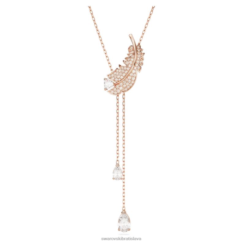 pekný y prívesok pierko, biele, pozlátené ružovým zlatom B8ZNT279 Swarovski šperky - Image 1