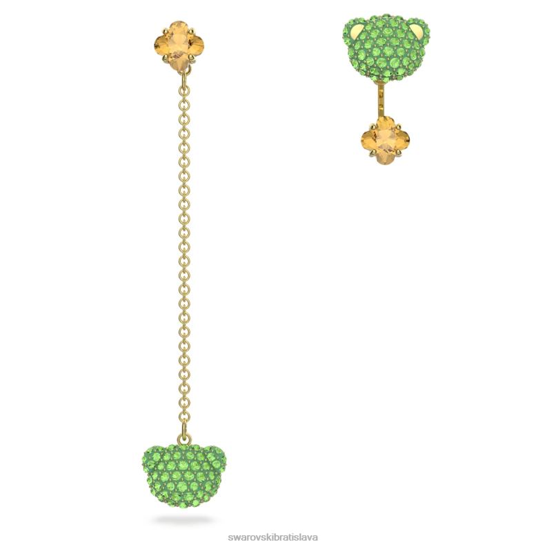 plysove_visiace_nausnice_asymetricky_dizajn_medvedik_viacfarebny_pozlateny_b8znt852_swarovski_sperky.jpg plyšové visiace náušnice asymetrický dizajn, medvedík, viacfarebný, pozlátený B8ZNT852 Swarovski šperky - Image 1