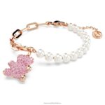 plyšový náramok medvedík, ružový, pozlátený ružovým zlatom B8ZNT454 Swarovski šperky - Image 3