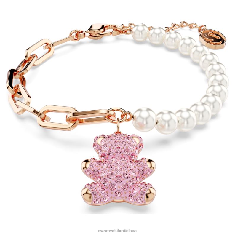 plysovy_naramok_medvedik_ruzovy_pozlateny_ruzovym_zlatom_b8znt454_swarovski_sperky.jpg plyšový náramok medvedík, ružový, pozlátený ružovým zlatom B8ZNT454 Swarovski šperky - Image 1
