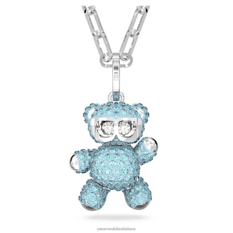 plysovy_privesok_medved_modry_rhodiovany_b8znt199_swarovski_sperky.jpg plyšový prívesok medveď, modrý, rhodiovaný B8ZNT199 Swarovski šperky - Image 1