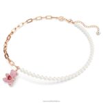 plyšový prívesok medvedí, ružové, pozlátené ružovým zlatom B8ZNT273 Swarovski šperky - Image 3