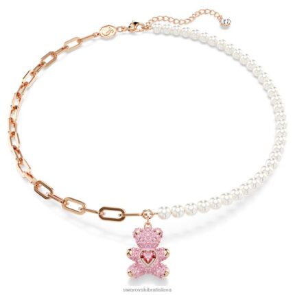 plyšový prívesok medvedí, ružové, pozlátené ružovým zlatom B8ZNT273 Swarovski šperky
