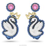 popové náušnice labuť labuť, modrá, pozlátená B8ZNT821 Swarovski šperky