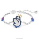 popový náramok s labuťou labuť, modrá, rhodiovaná B8ZNT451 Swarovski šperky