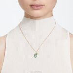 popový prívesok labuť labuť, zelená, pozlátená B8ZNT313 Swarovski šperky - Image 2
