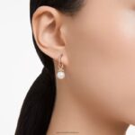 pôvodne visiace náušnice biele, pozlátené ružovým zlatom B8ZNT825 Swarovski šperky - Image 2