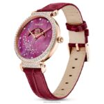 prechod mesačná fáza hodinky švajčiarska výroba, mesiac, kožený remienok, červená, povrchová úprava v ružovom zlate B8ZNT1197 Swarovski príslušenstvo - Image 3