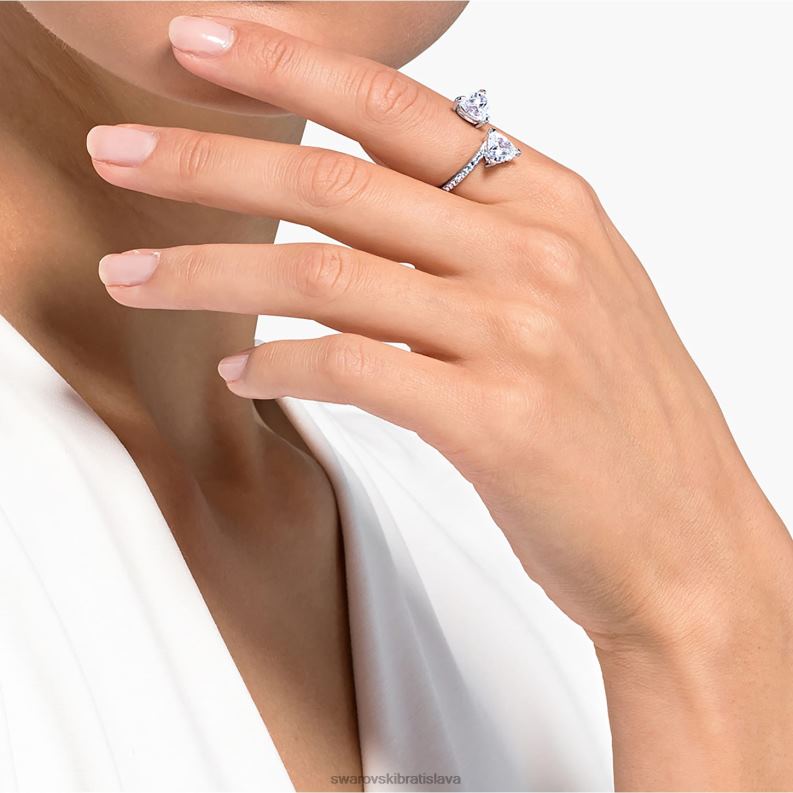 prilákať dušu otvorený prsteň srdce, biele, rhodiované B8ZNT1092 Swarovski šperky - Image 2