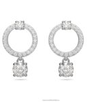 prilákať kruhové náušnice okrúhly výbrus, biely, rhodiovaný B8ZNT773 Swarovski šperky
